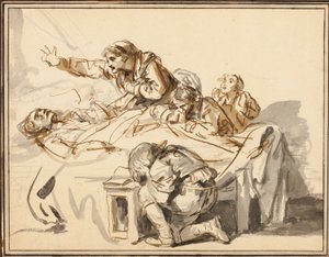 Femmes et enfants pleurant un homme mort - Jean-Baptiste Greuze