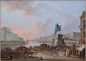 La Monnaie, le Pont Royal et le Louvre, vus du terre-plein du Pont-Neuf, vers 1775 - Jean Baptiste Lallemand