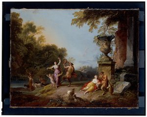 Nymphes et satyres dans un paysage fluvial - Jean Baptiste Lallemand