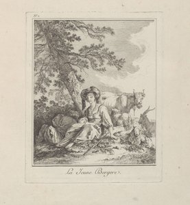 La Jeune Bergère, planche deux de Divers Habillements des Peuples du Nord - Jean-Baptiste Le Prince