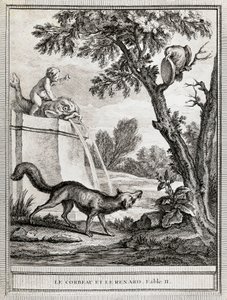 Le Corbeau et le Renard, illustration de Jean-Baptiste Oudry pour la fable de Jean de La Fontaine - Jean Baptiste Oudry