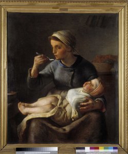 Femme faisant manger son enfant (Le porridge) - Jean Francois Millet