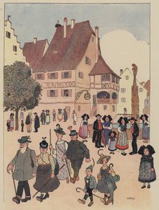 Touristes allemands dans un village d