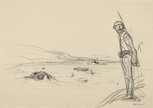 Le long de la Marne, probablement 1918 (crayon sur papier) - Jean-Louis & Caran D