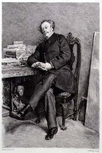 Alexandre Dumas fils (1824-95), romancier et dramaturge français, gravé par A Mongin - Jean Louis Ernest (after) Meissonier