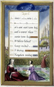 Avril : Dames dans un jardin (Taureau) - fac-similé des Heures d