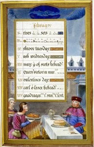 Février : Scène de repas (Poissons) - fac-similé des Heures d