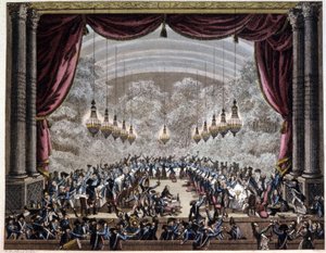Révolution française : banquet des gardes à Paris, vers 1750-1800 (gravure)