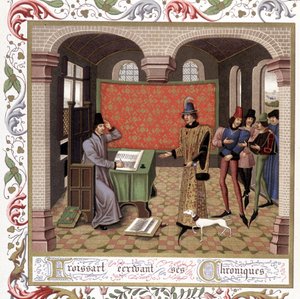 Froissart écrivant ses chroniques - Miniature, Moyen Âge - Jean (after) Froissart
