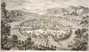 Tchao-Hoei Occupant ses Troupes avec des Exercices et Jeux Militaires en 1758, planche 5 d