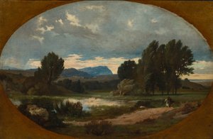 Paysage avec cavalier sur cheval blanc - Jean Achille Benouville