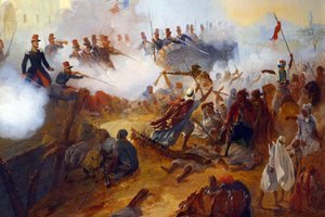 Défense héroïque du capitaine Lelièvre à Mazagran (février 1840) (détail) - Jean Adolphe Beauce