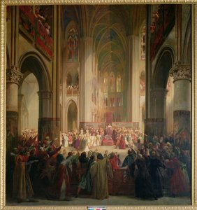 États généraux de Paris se réunissant à Notre-Dame après la mort de Charles IV (1295-1328) - Jean Alaux