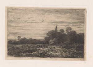 Paysage avec clocher