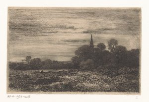 Paysage avec clocher