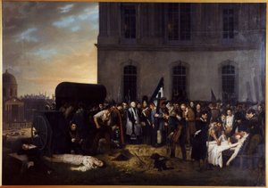 Inhumation temporaire des victimes de juillet devant la colonnade du Louvre - Jean Alphonse Roehn