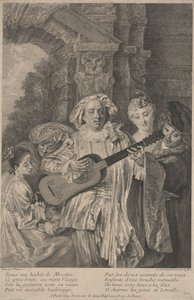 En costume de Mezetin (eau-forte) - Jean Antoine (after) Watteau