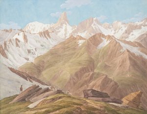 Vue du massif du Mont Blanc près du Petit Jorasse, Grand Jorasse, le..., fin 18e-19e siècle