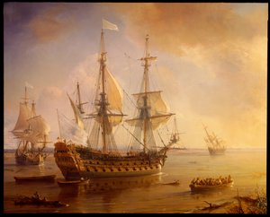 Expédition de Robert Cavelier de La Salle en Louisiane (détail du navire) - Jean Antoine Theodore Gudin