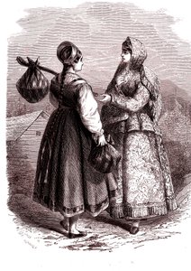 Russie. Femmes des monts Valdaï. 1865 (Gravure) - Jean Antoine Valentin Foulquier