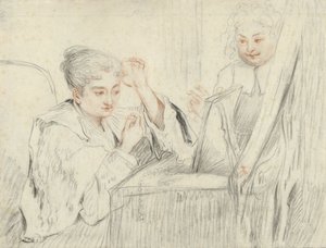 Rosalba Carriera (?) à sa toilette - Jean Antoine Watteau (possibly)