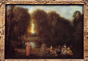 Réunis dans un parc. Peinture de Jean Antoine Watteau (1684-1721) - Jean Antoine Watteau