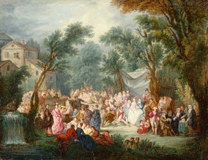 Compagnie élégante en plein air avec l
