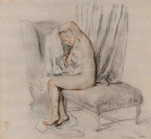 Femme nue enlevant sa chemise, vers 1717 - Jean Antoine Watteau