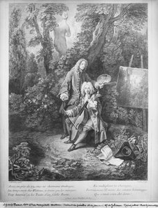 Jean Antoine Watteau et son ami Monsieur de Julienne, gravé par Nicolas Henri Tardieu (1674-1749) - Jean Antoine Watteau