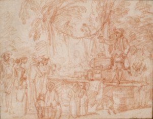 Charlatan vendant ses marchandises en plein air - Jean Antoine Watteau