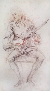Violoniste assis tournant son instrument - Jean Antoine Watteau