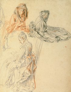 Études de trois femmes assises, c.1716-18