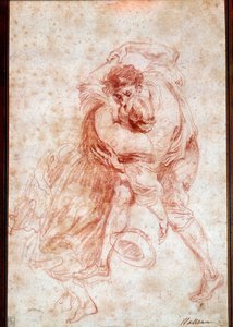 Le baiser dessiné a le sang de Jean Antoine Watteau (1684-1721). XVIIIe siècle. Paris, Musée du Louvre - Jean Antoine Watteau