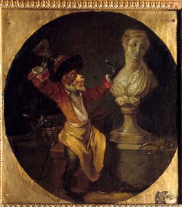 Le singe sculpteur. Animal en posture humaine - Jean Antoine Watteau