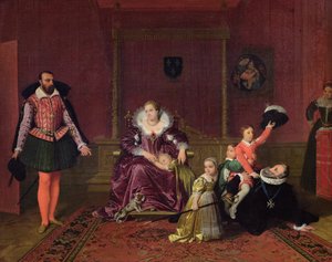 Henri IV (1553-1610) roi de France et de Navarre jouant avec ses enfants alors que l