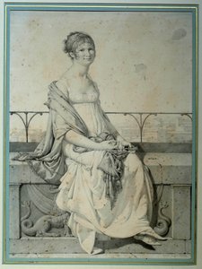 Portrait de Mademoiselle Barbara Bansi assise dans un paysage italien