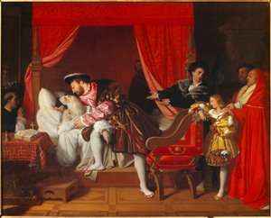 Le roi de France François Ier (1492-1547) reçoit les derniers soupirs de Léonard de Vinci à Clos Lucé - Jean Auguste Dominique Ingres