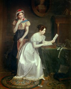 La réponse à la lettre Une jeune femme se hâte de répondre à la lettre de son amant