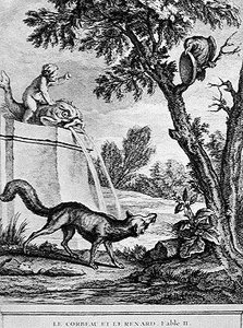 Le Corbeau et le Renard (gravure) - Jean Baptiste (after) Oudry
