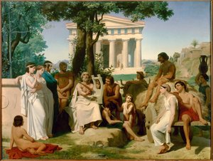 Homère, poète grec du IXe siècle av. J.-C. Peinture de Jean-Baptiste Auguste Leloir (1809-1892) de 1841 - Jean Baptiste Auguste Leloir