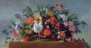 Panier tressé rempli de fleurs