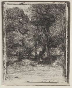 Un souvenir du Bas-Bréau, impression originale 1858, imprimée en 1921 - Jean Baptiste Camille Corot