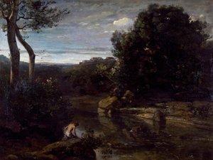 Un pasteur se baignant - Jean Baptiste Camille Corot