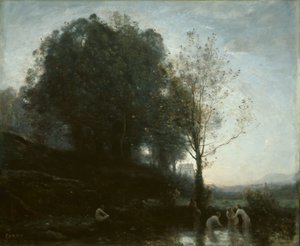 Nymphes se baignant et Enfant - Jean Baptiste Camille Corot