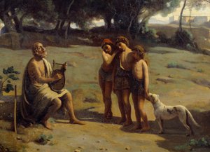 (détail) Homère et les bergers - Jean Baptiste Camille Corot