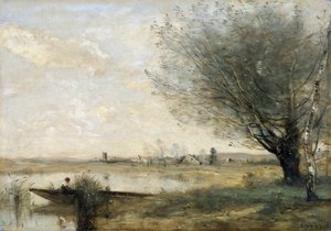Pêcheur amarré à une berge, 1865-70 - Jean Baptiste Camille Corot