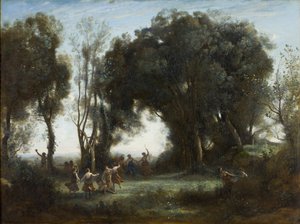 Français :  Une matinée, la danse des nymphes A Morning. La danse des Nymphes - Jean Baptiste Camille Corot