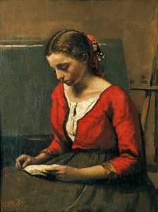 Fille lisant - Jean Baptiste Camille Corot