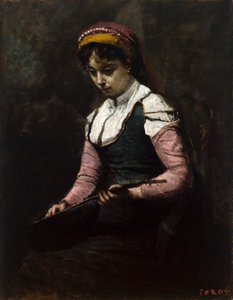 Fille avec mandoline - Jean Baptiste Camille Corot