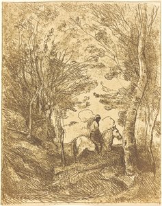 Cavalier dans les bois, grande plaque